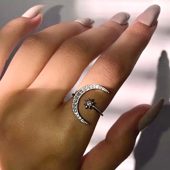 “Nova” Moon Star Diamond Boho Adjustable Cute Ring - Picture 11 of 11